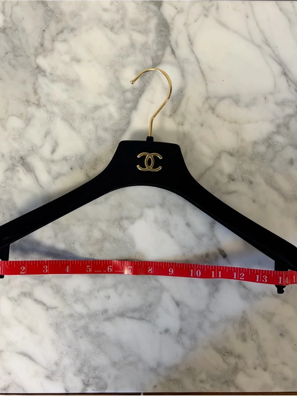 Authentic CHANEL Black Velvet Hanger Gold CC Logo